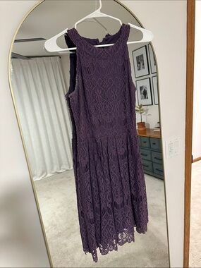 Women's Purple Lace Sleeveless Dress